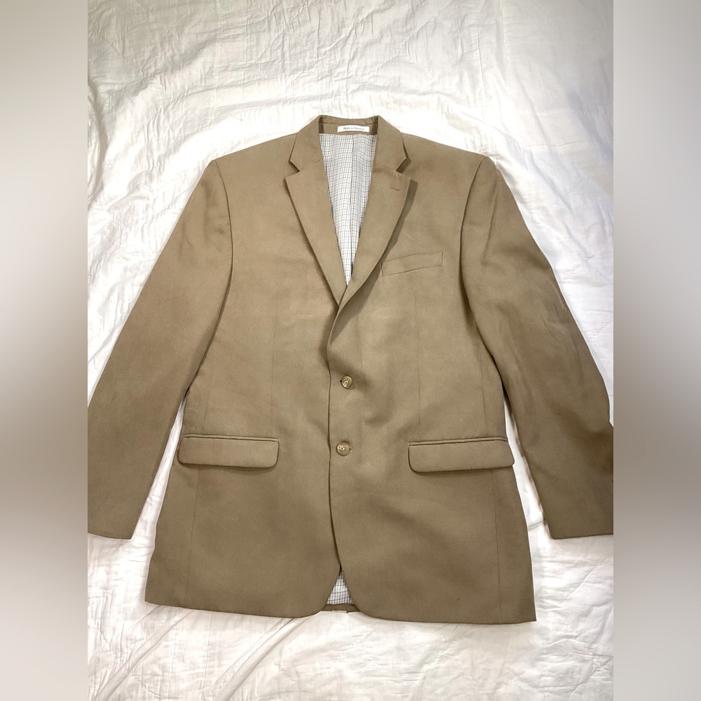 Mens Lauren Ralph Lauren Tan Polyester Blazer Sport Coat Jacket 44L